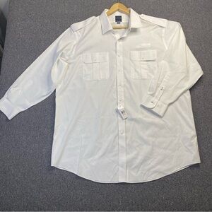 Brooks Brothers White Button Down Dress Shirt Pilot Uniform Men's 18 1/2-34/35